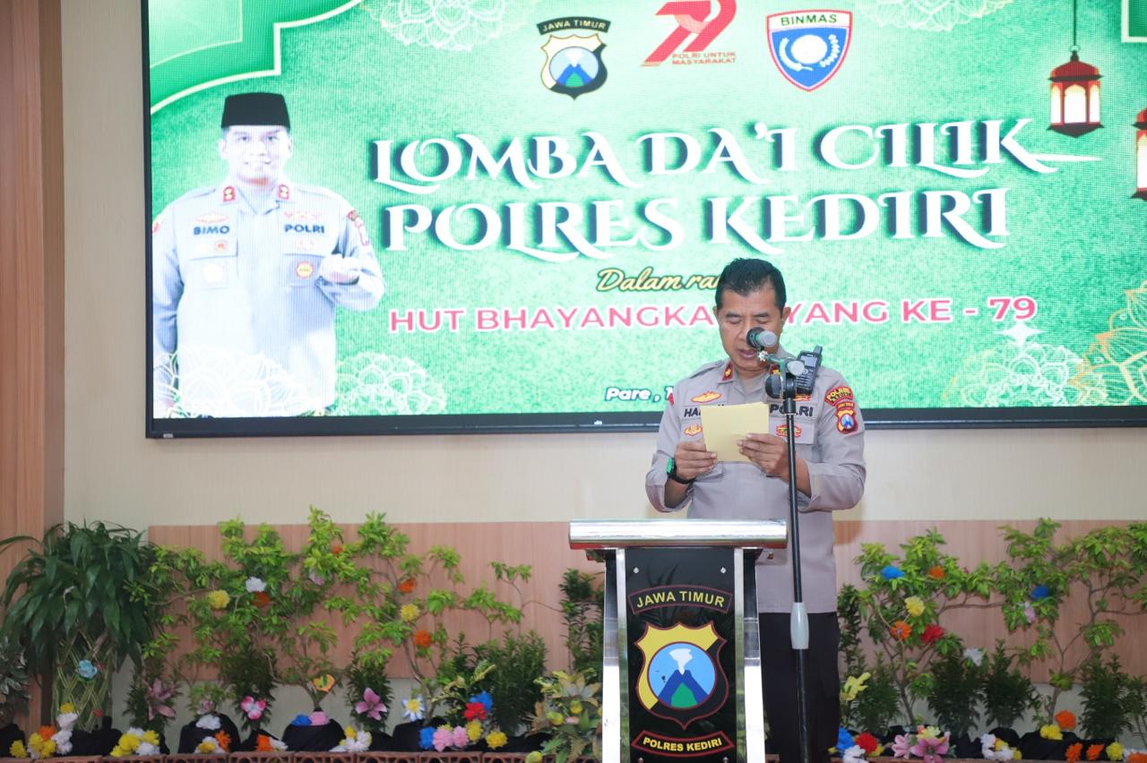 Lomba Dai Cilik Warnai HUT Bhayangkara ke-79, Polres Kediri Ingin Bentengi Generasi Muda dari Pengaruh Negatif