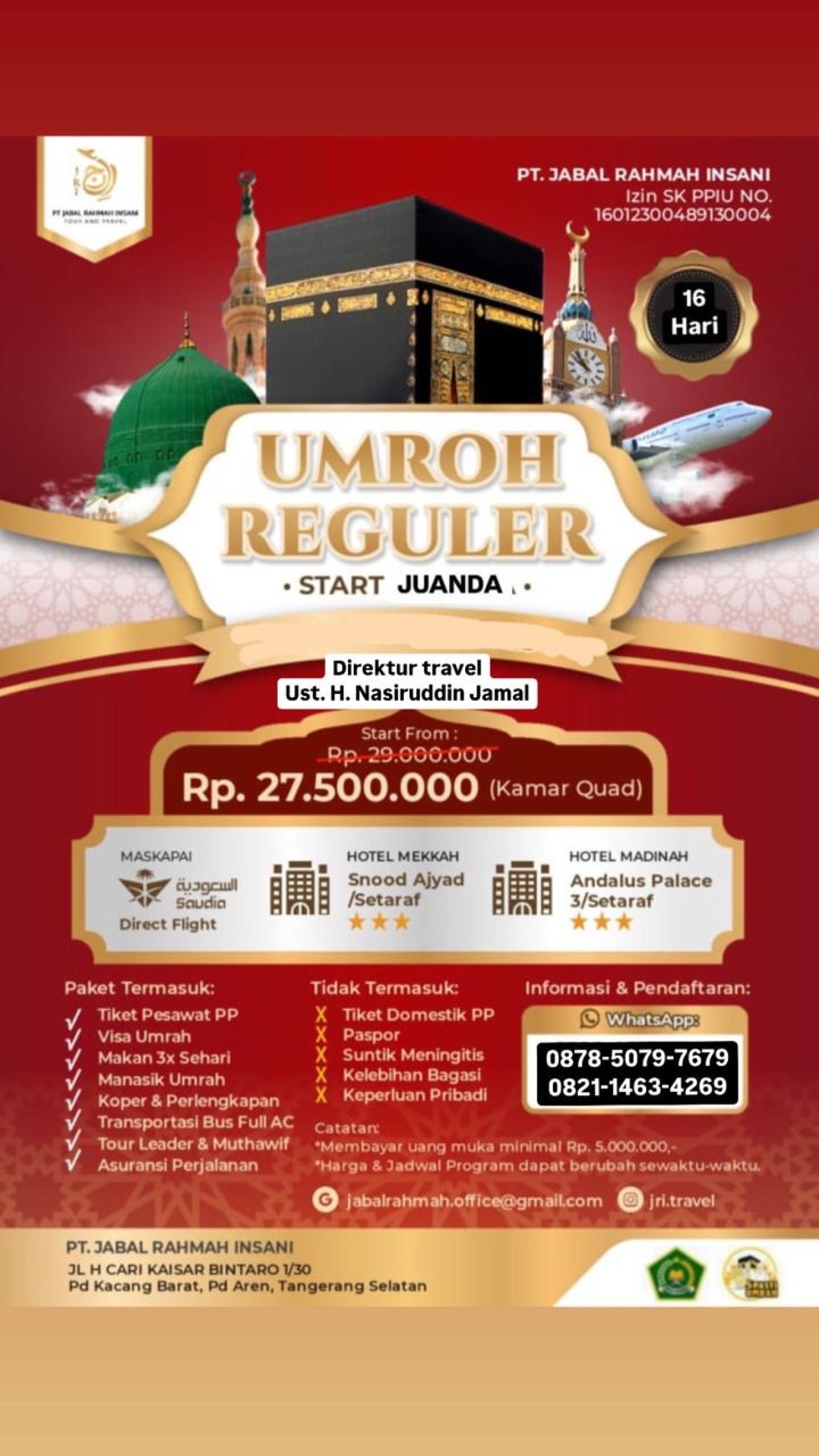 PT Jabal Rahmah Insani Tawarkan Layanan Umroh dan Haji Plus dengan Fasilitas Premium