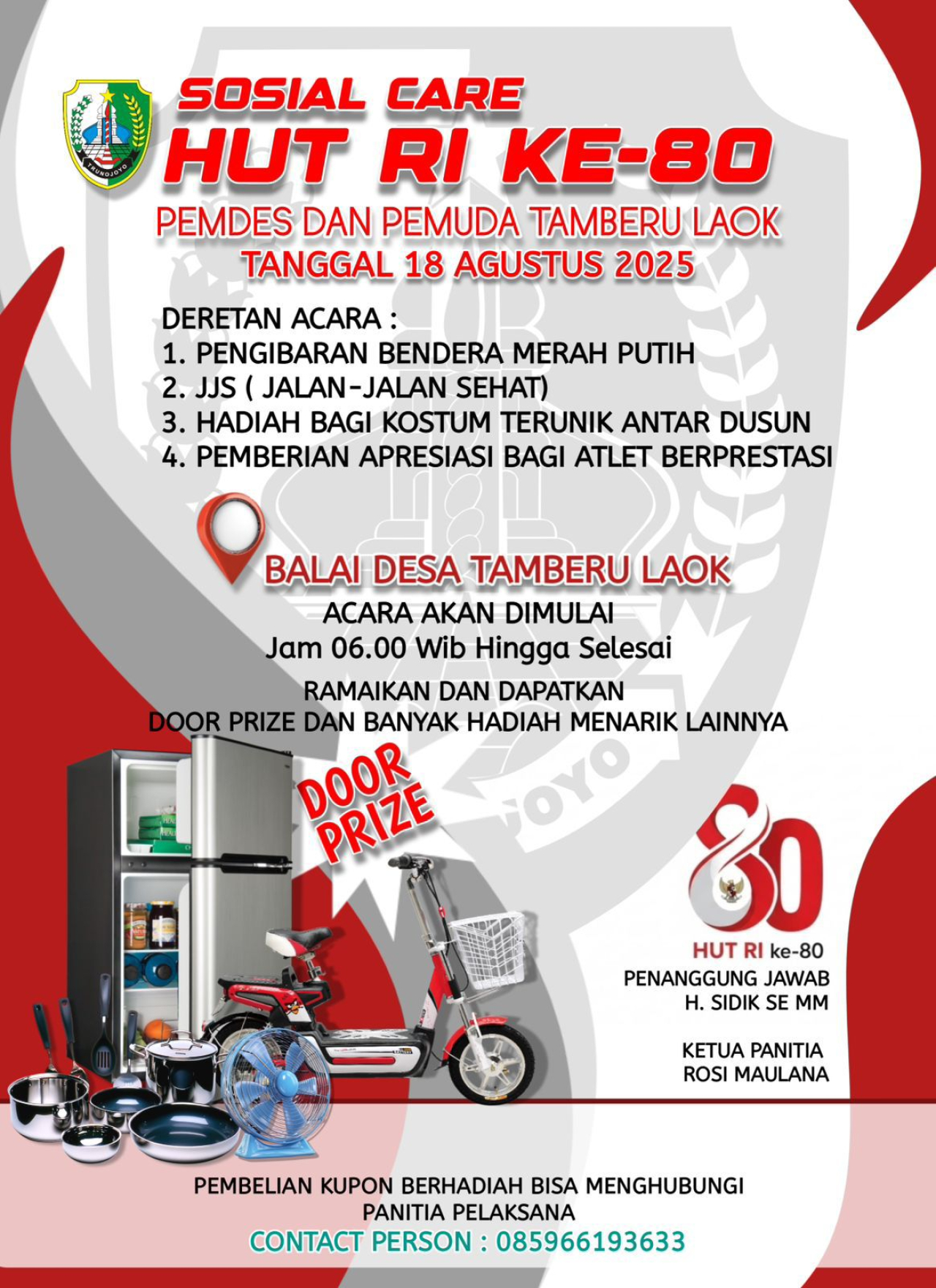 Pemdes dan Pemuda Tamberu Laok Sampang Akan Gelar Jalan Sehat HUT RI ke-80, Hadiah Puluhan Juta Siap Dibagikan