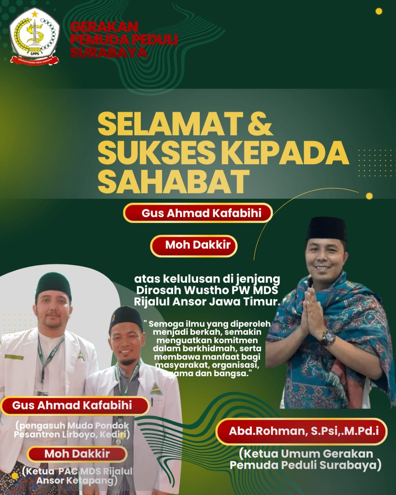 GPPS Surabaya Apresiasi Kelulusan Kader dalam Dirosah Wustho PW MDS Rijalul Ansor Jawa Timur