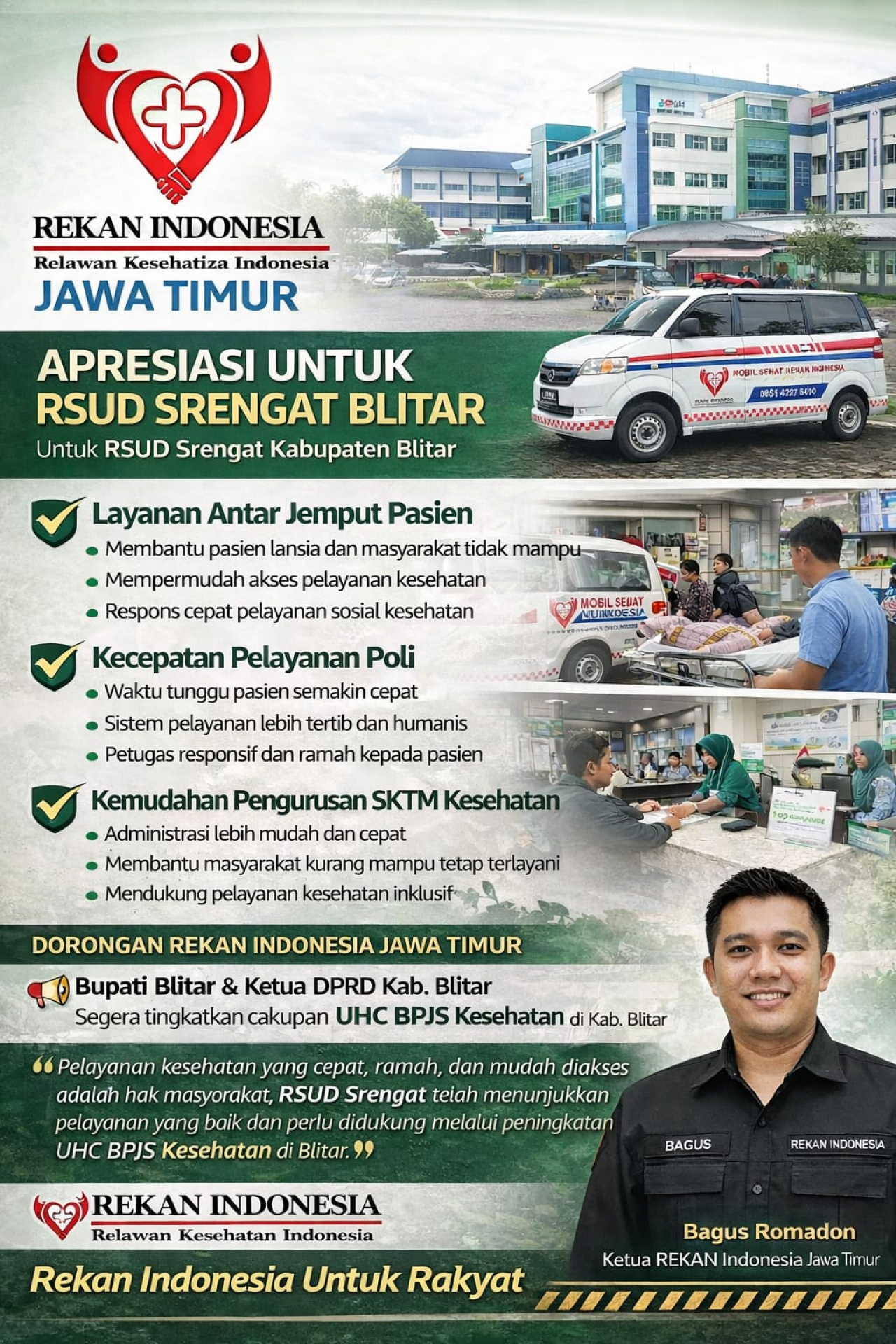 REKAN Indonesia Jatim Apresiasi Layanan RSUD Srengat, Desak Pemkab Blitar Percepat Capaian UHC