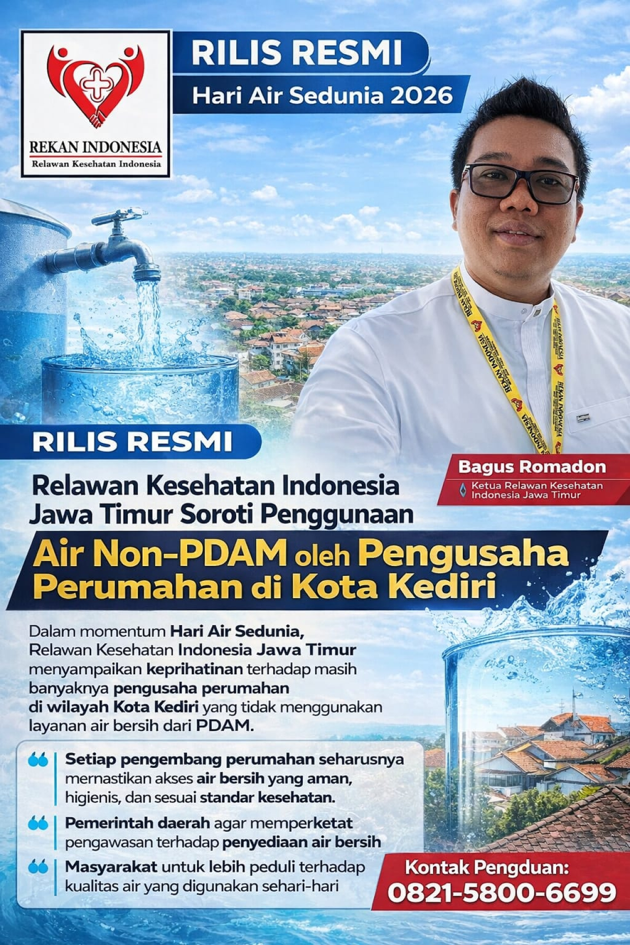 Hari Air Sedunia, Relawan Kesehatan Jatim Soroti Pengembang Perumahan di Kediri Gunakan Air Non-PDAM