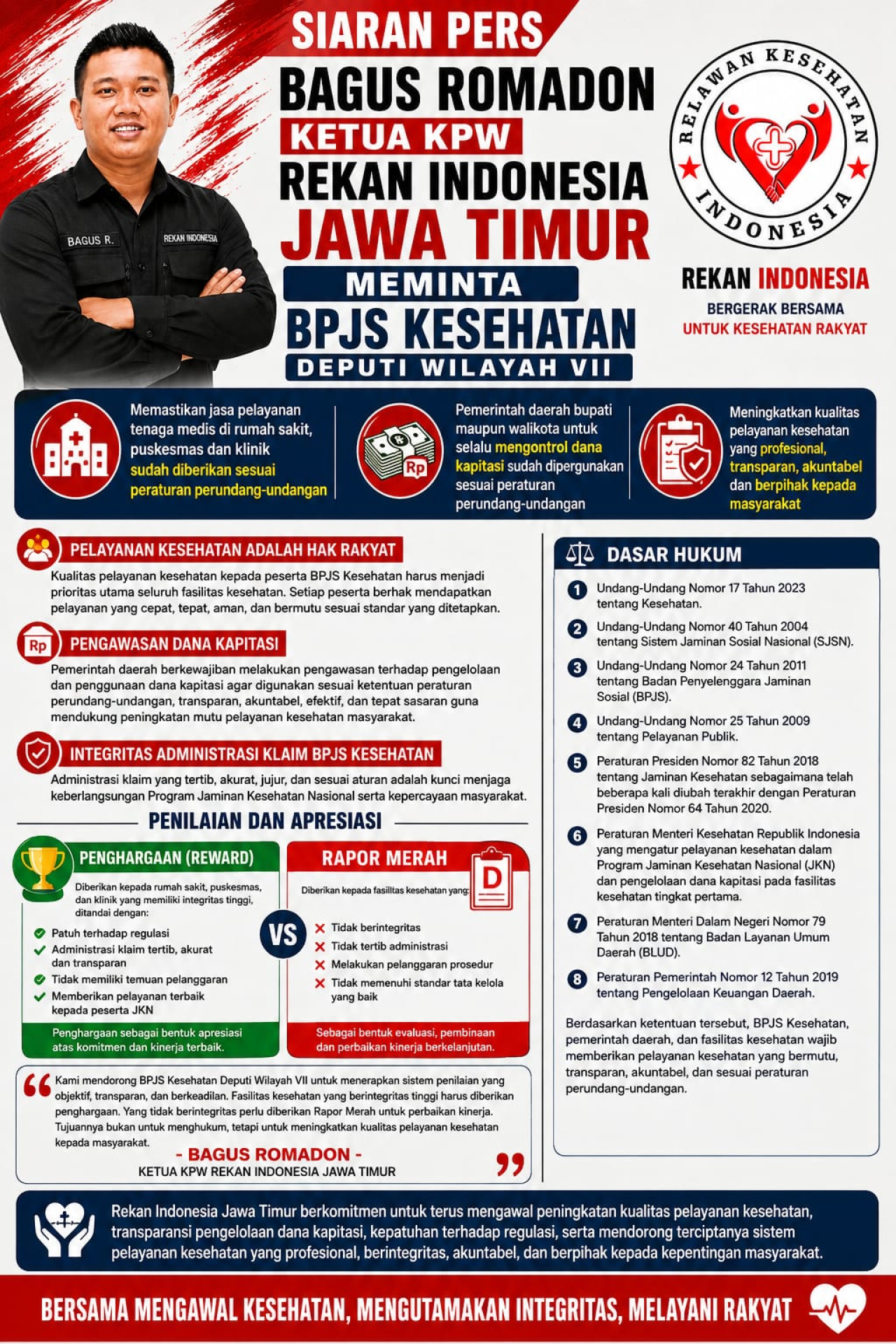 Bagus Romadon Desak BPJS Kesehatan Perketat Pengawasan Layanan, Dana Kapitasi, dan Klaim Faskes di Jawa Timur